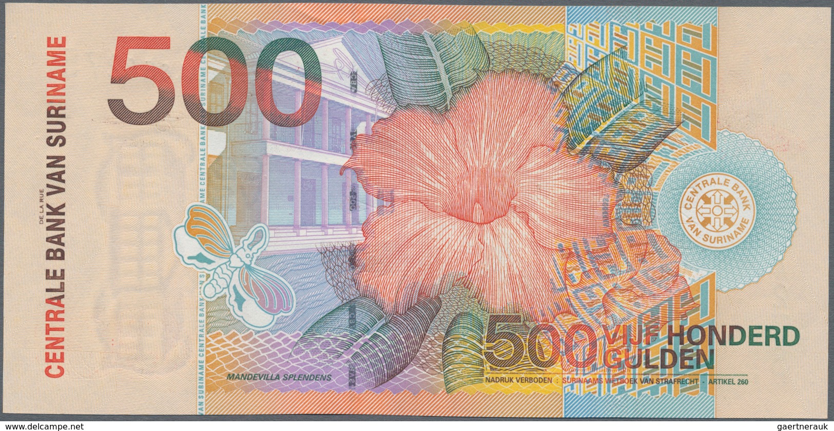 Suriname: Central Bank Van Suriname Set With 3 Banknotes Of The Bird Series 2000 With 100, 500 And 1 - Suriname