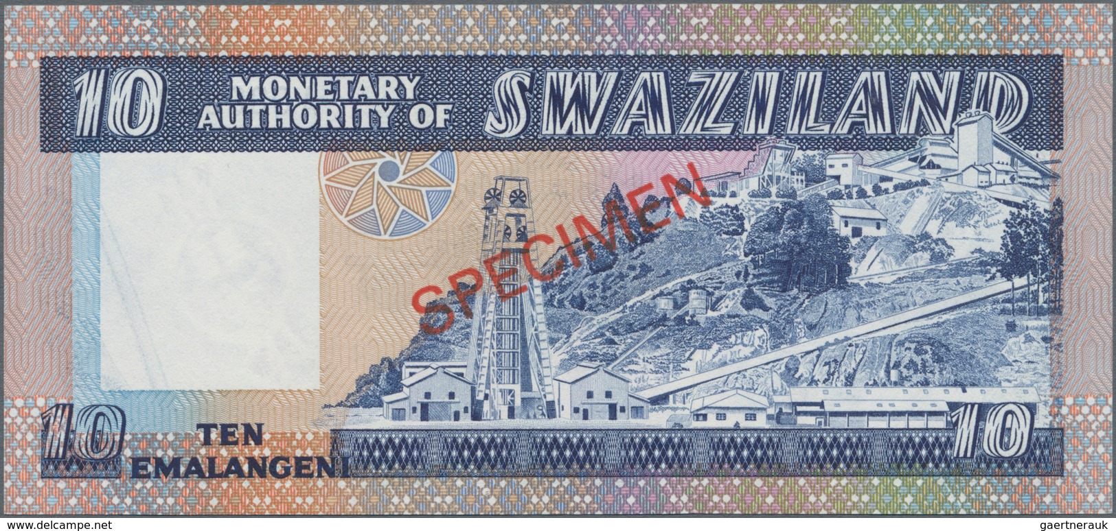 Swaziland: Pair With Monetary Authority Of Swaziland 10 Emalangeni ND(1974) SPECIMEN P.4s (UNC) And - Altri – Africa