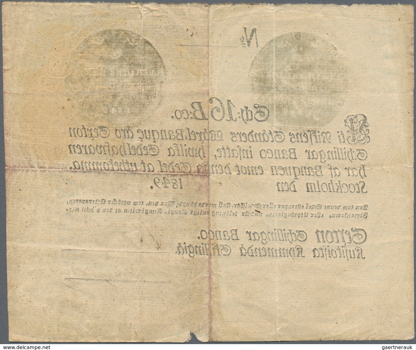 Sweden / Schweden: Consecutive Numbered Pair Of The 16 Schillingar Banco 1849, P.A102b With Serial N - Schweden