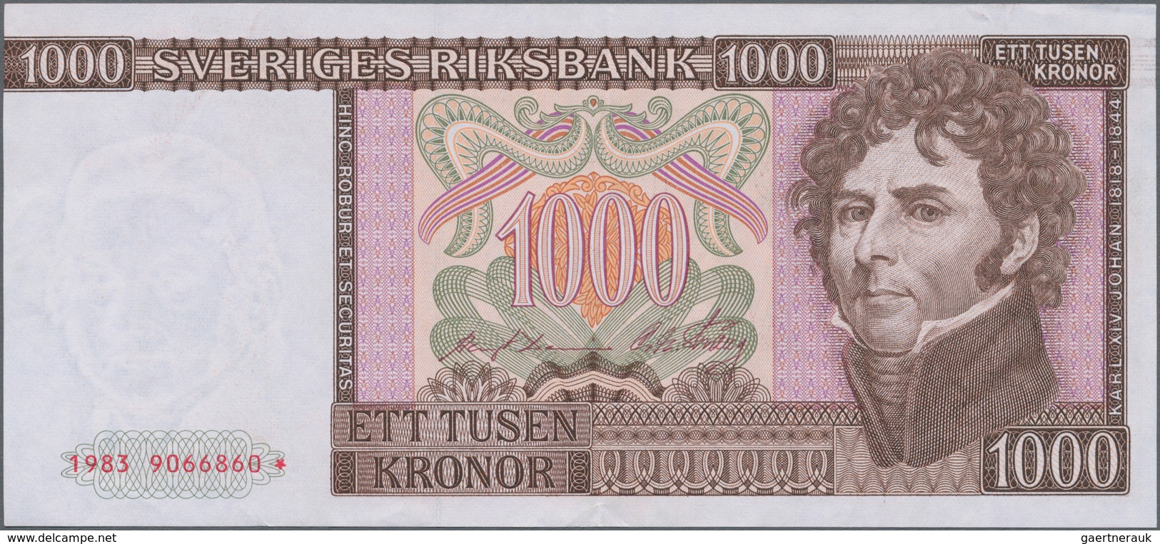 Sweden / Schweden: 1000 Kronor 1983 Replacement Note With “*”, P.55br, Excellent Condition With A St - Suecia