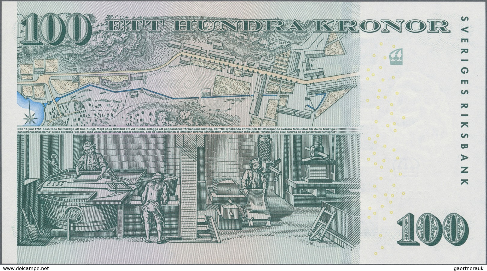 Sweden / Schweden: 100 Kronor 2005 Commemorating The 250th Anniversary Of Swedish Paper Mill & Print - Zweden