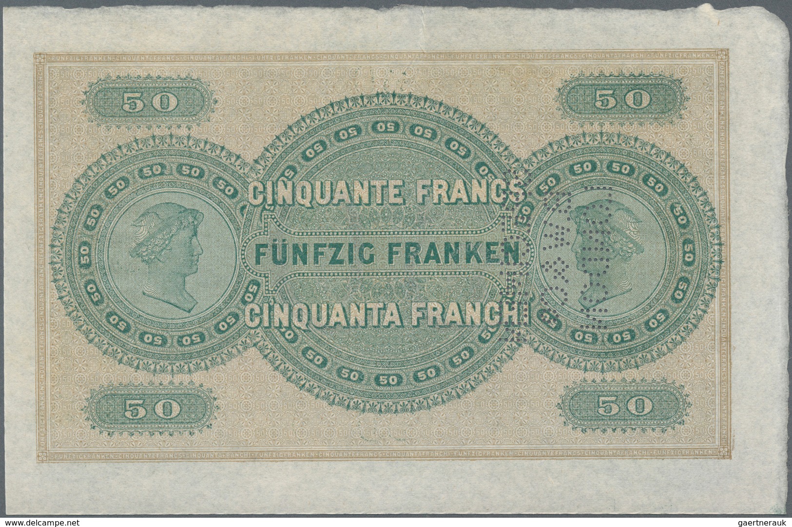 Switzerland / Schweiz: Extraordinary Rare Proof Print For The 50 Franken 1907, P.1 With Front And Ba - Suiza