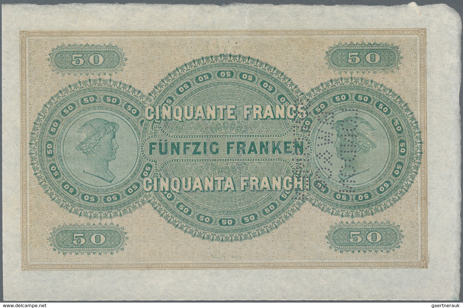 Switzerland / Schweiz: Extraordinary Rare Proof Print For The 50 Franken 1907, P.1 With Front And Ba - Zwitserland