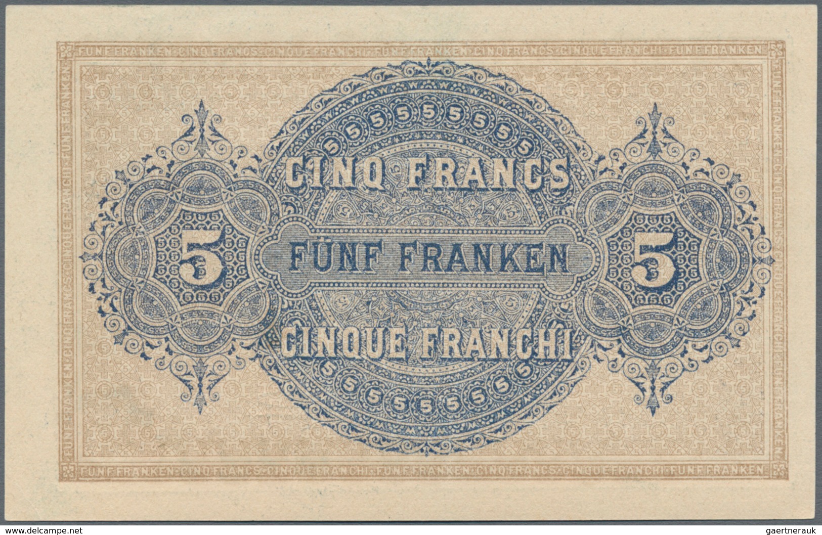 Switzerland / Schweiz: La Caisse Fédérale 5 Francs 1914 With French Text On Front, P.14, Almost Perf - Zwitserland