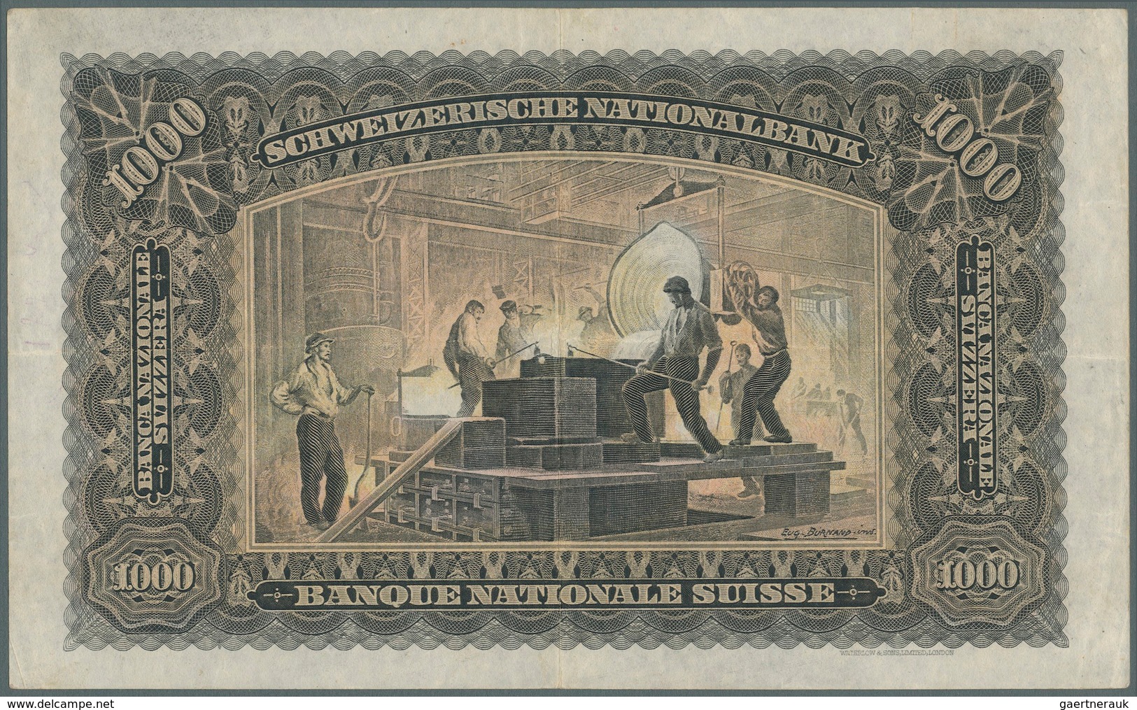 Switzerland / Schweiz: 1000 Franken 1947 P. 37h, Center And Horizontal Fold, Some Light Corner Foldi - Suiza