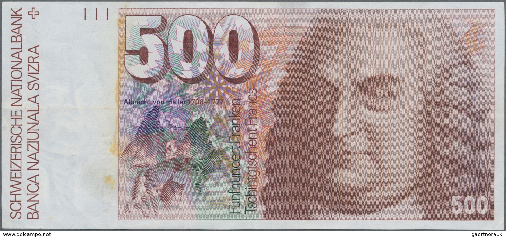 Switzerland / Schweiz: 500 Franken 1976, P.58a, Very Nice Condition With A Few Soft Folds And Minor - Schweiz