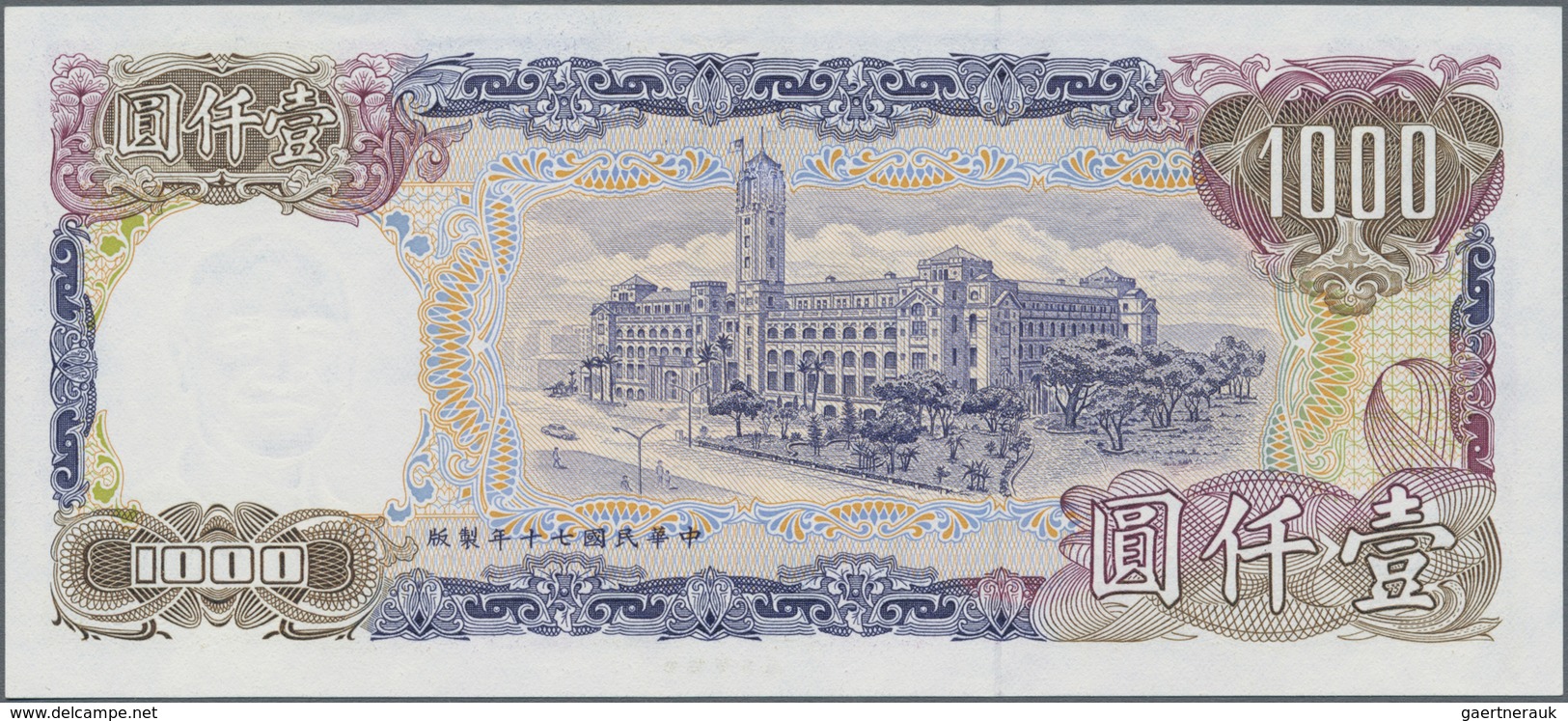 Taiwan: Pair With 500 And 1000 Yuan 1981, P.1987, 1988, Both In AUNC Condition. (2 Pcs.) - Taiwan