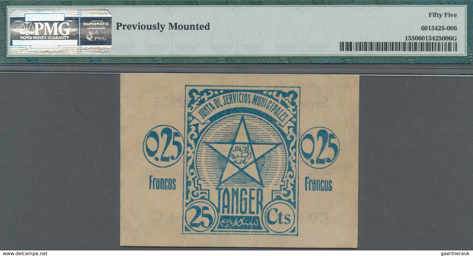 Tangier / Tanger / Banknoten: Servicios Municipales 0,25 Francos 1941/42, P.1, Excellent Condition W - Sonstige & Ohne Zuordnung