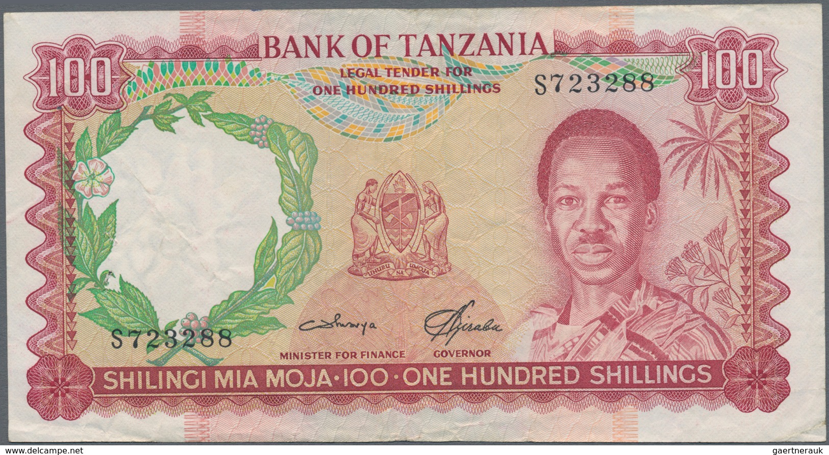 Tanzania / Tansania: 100 Shillings ND(1966), P.5b, Still Nice With Two Pinholes At Upper Left And A - Tansania