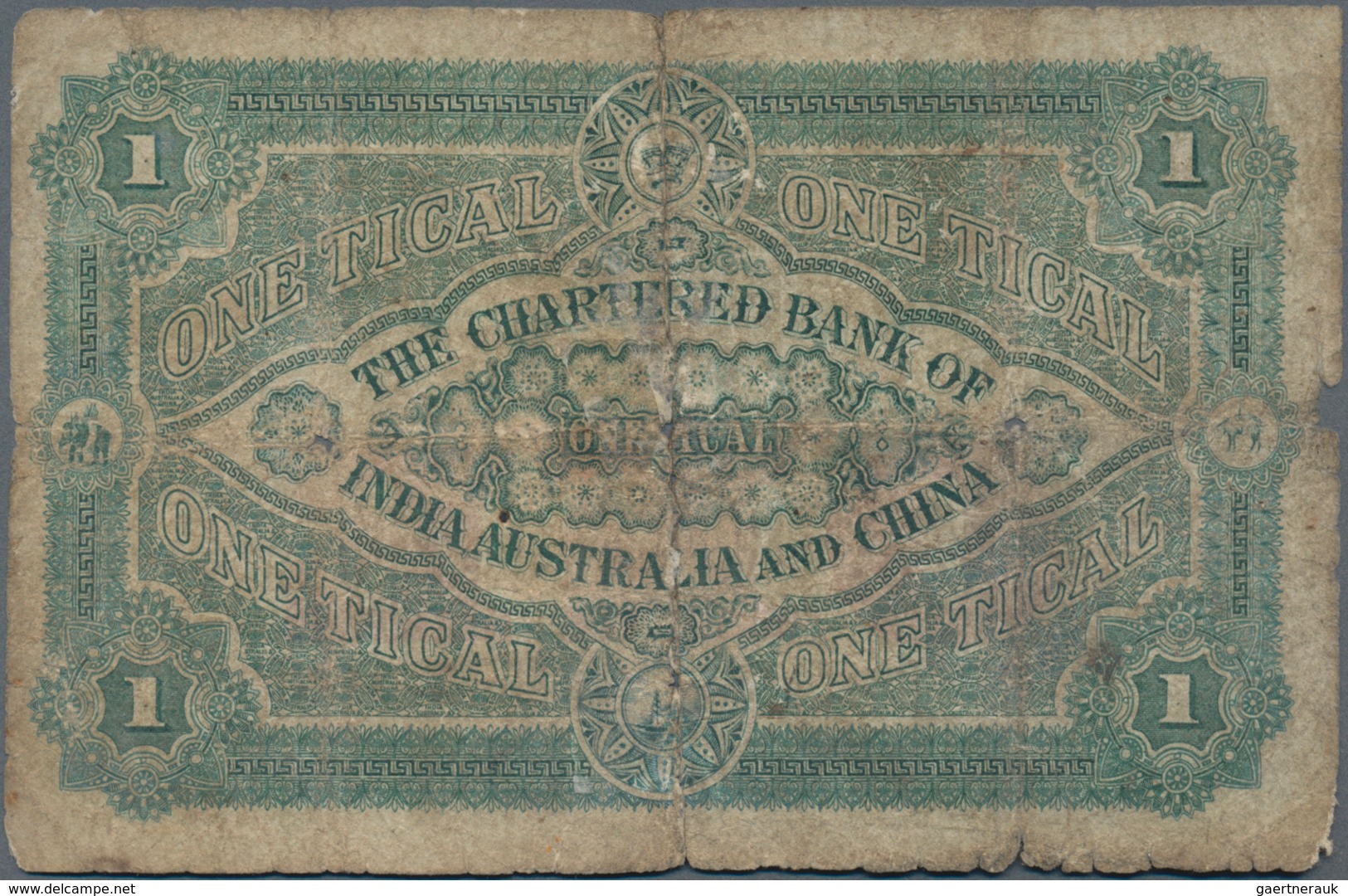 Thailand: Chartered Bank Of India, Australia & China BANGKOK Branch 1 Tical 1890's Remainder With On - Thailand