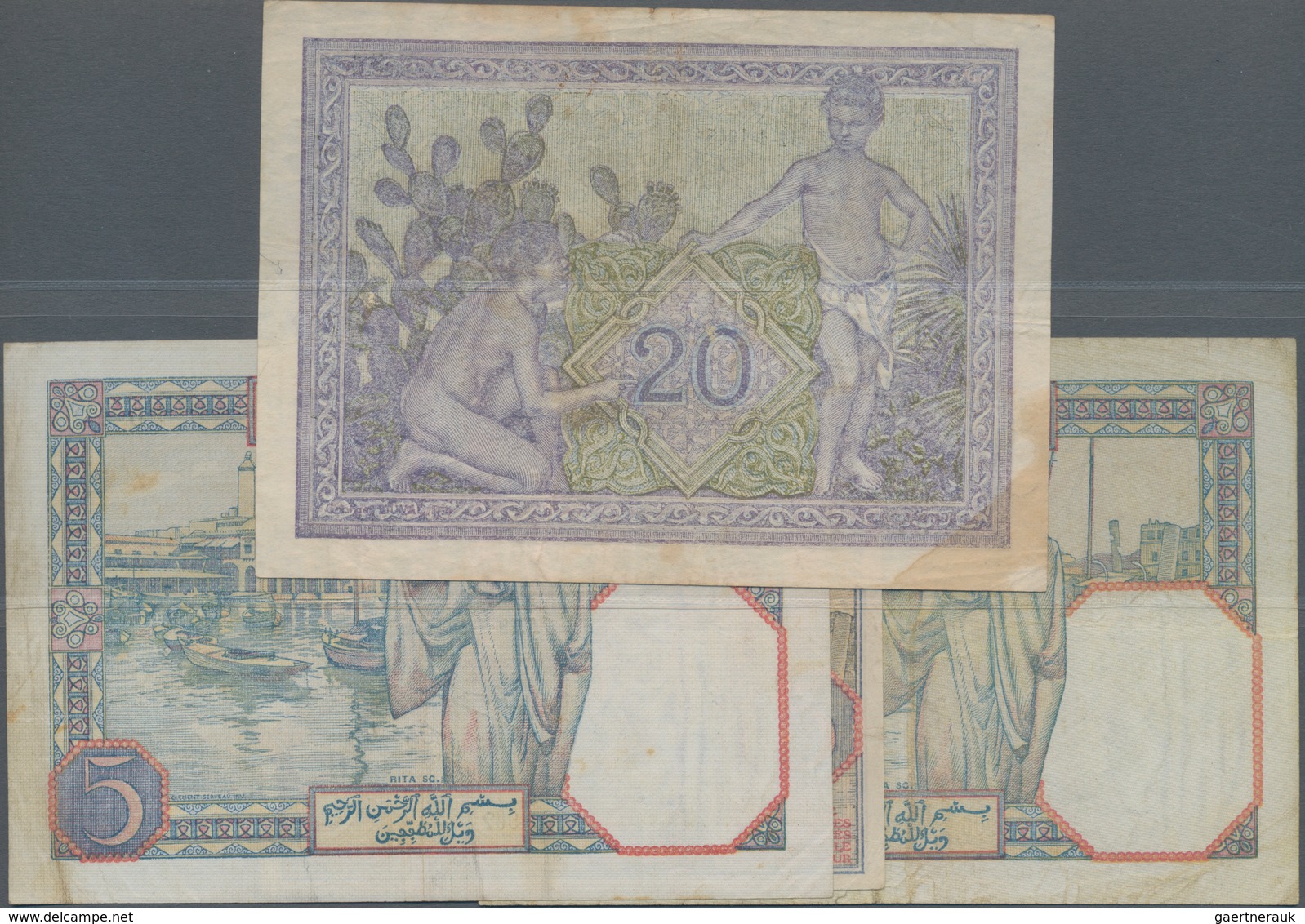 Tunisia / Tunisien: Banque De L'Algérie - TUNISIE, Set With 4 Banknotes 2x 5 Francs 1941 P.8 (F/F+), - Tunisia