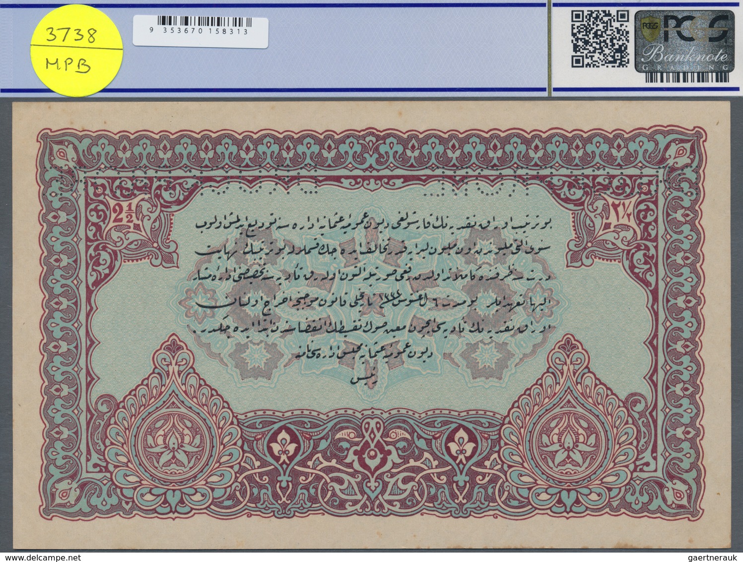 Turkey / Türkei: 2 1/2 Livres ND(1916-17) Specimen P. 100s, Rare Note With Zero Serial Numbers And S - Turquia