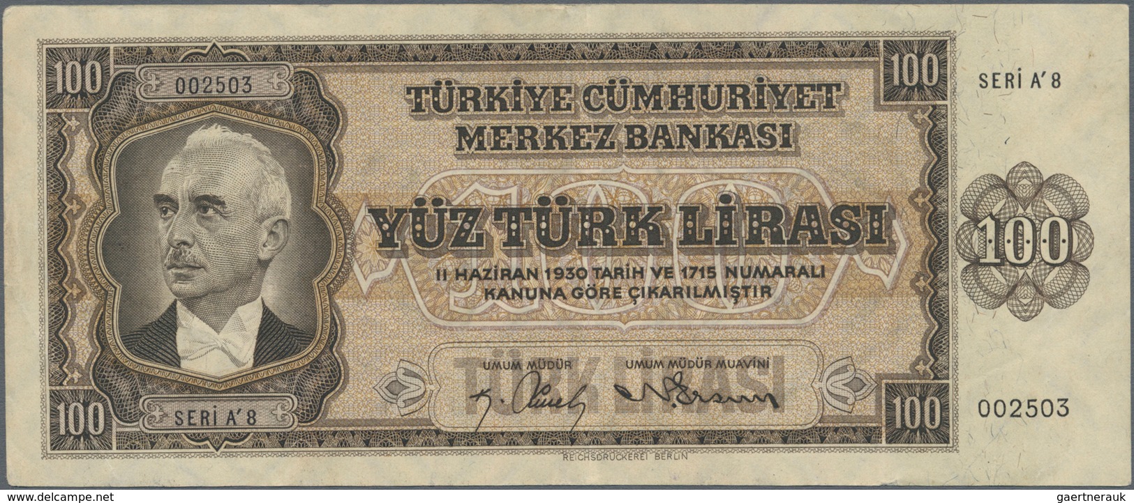 Turkey / Türkei: 100 Lira L.1930 (1942), P.144a In VF/VF+ Condition. - Turquia