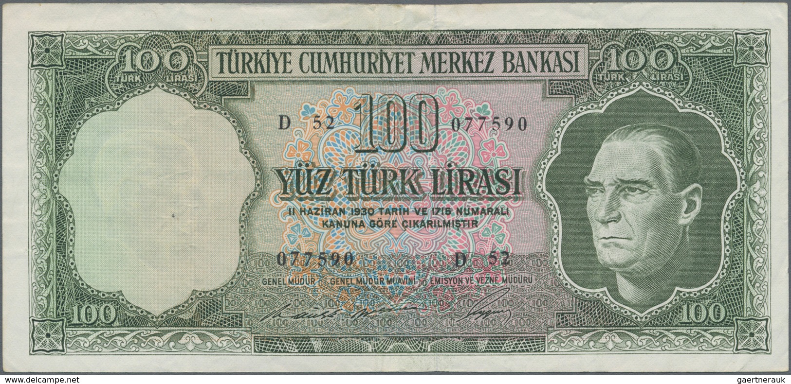 Turkey / Türkei: Pair With 10 Lira L.1930 (1951-61) P.161 (F+) And 100 Lira L.1930 (1951-65) P.177 ( - Turquia