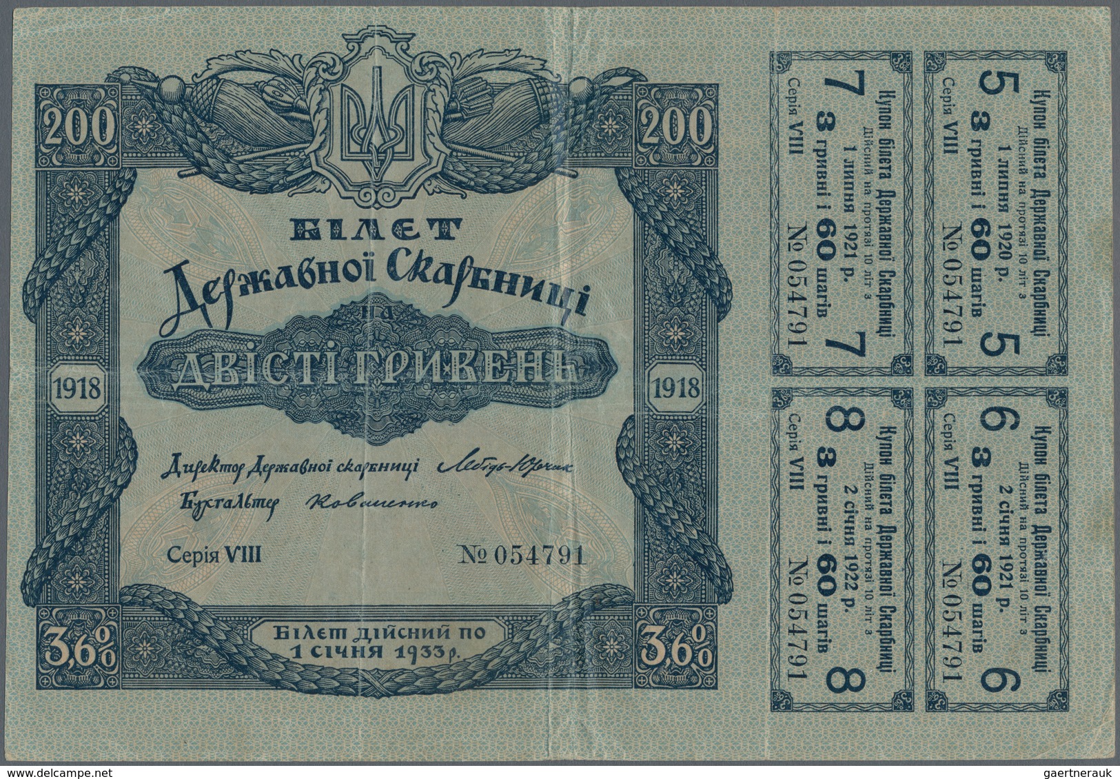 Ukraina / Ukraine: 200 And 1000 Hryven 1918, P.14, 15 In F/F+ Condition. (2 Pcs.) - Oekraïne