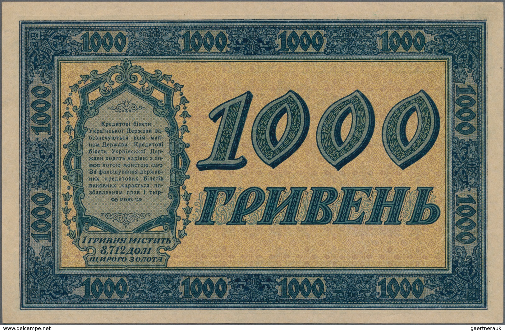 Ukraina / Ukraine: 1000 Hryven 1918, P.24 In UNC Condition. - Ucrania