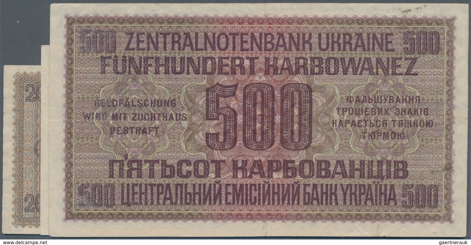 Ukraina / Ukraine: German Occupation WW II, Zentralnotenbank Ukraine 1942 Set With 5 Banknotes 1, 5, - Oekraïne