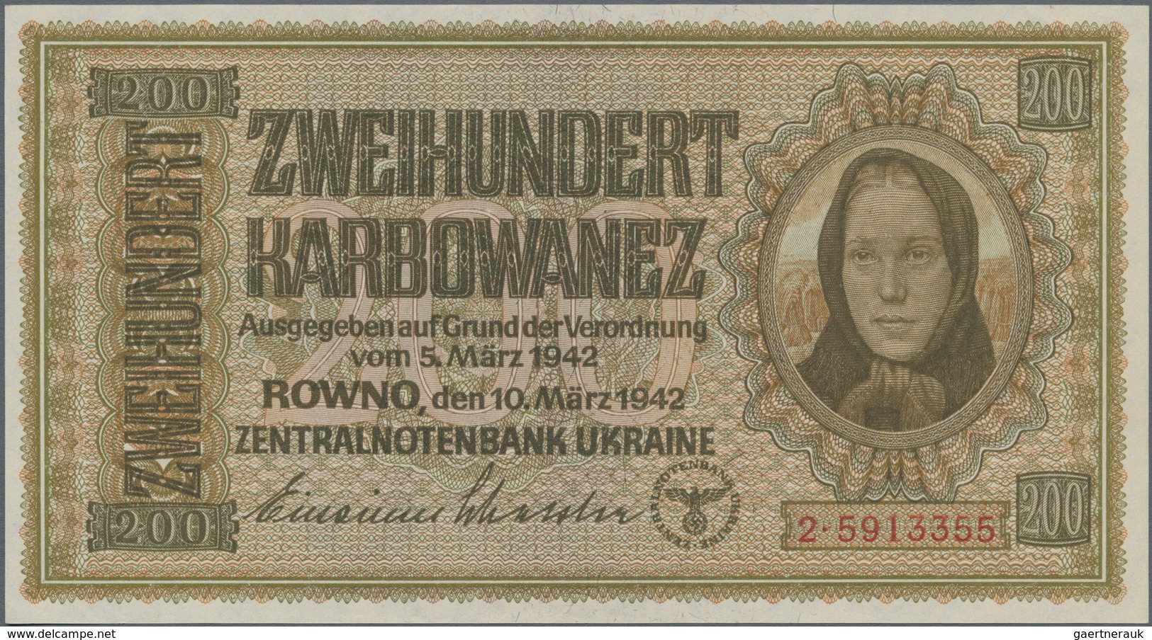 Ukraina / Ukraine: German Occupation WW II, Zentralnotenbank Ukraine 1942 Set With 3 Banknotes 10, 1 - Ukraine