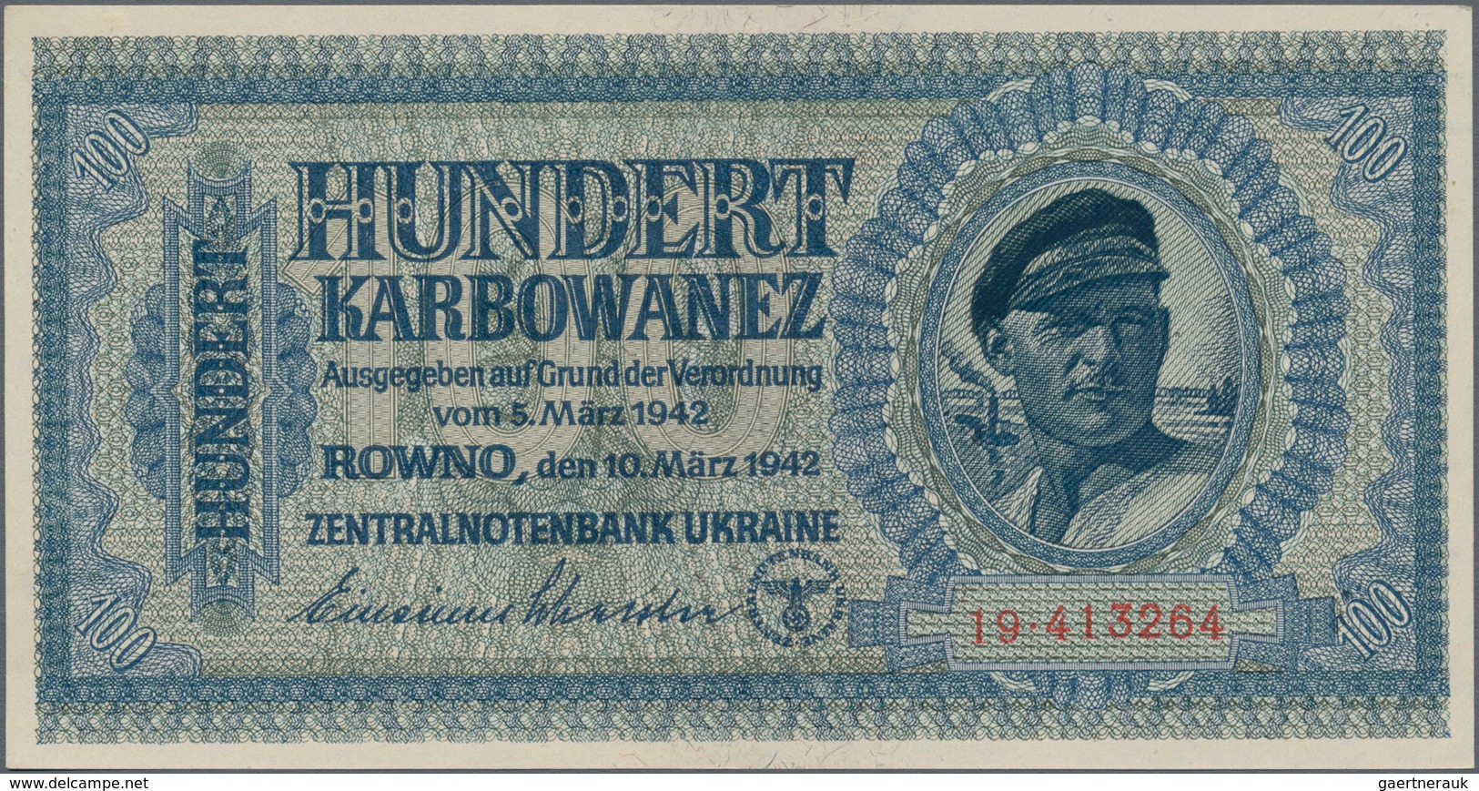 Ukraina / Ukraine: German Occupation WW II, Zentralnotenbank Ukraine 1942 Set With 3 Banknotes 10, 1 - Ukraine