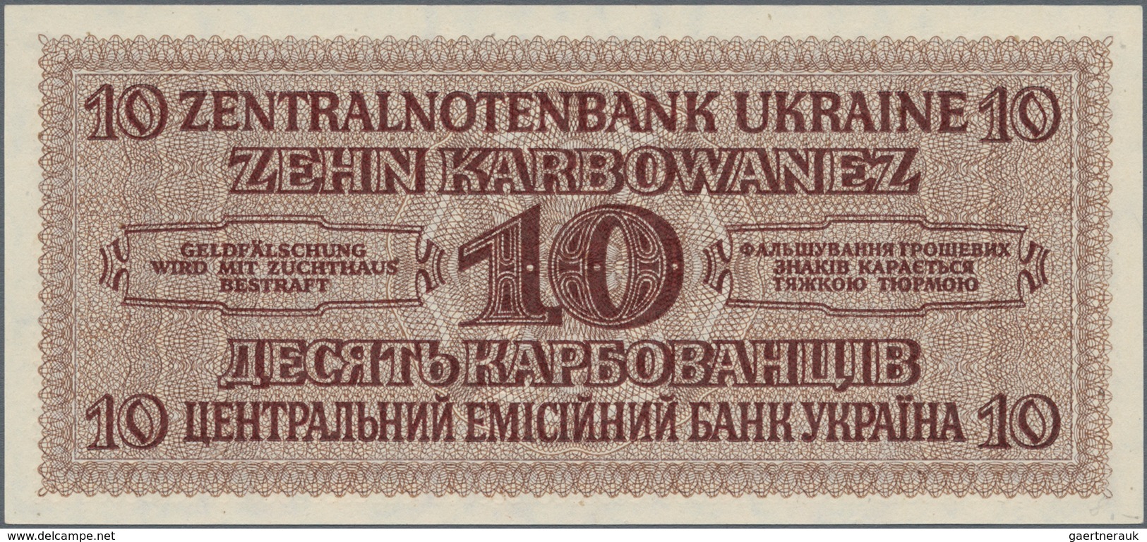 Ukraina / Ukraine: German Occupation WW II, Zentralnotenbank Ukraine 1942 Set With 3 Banknotes 10, 1 - Oekraïne