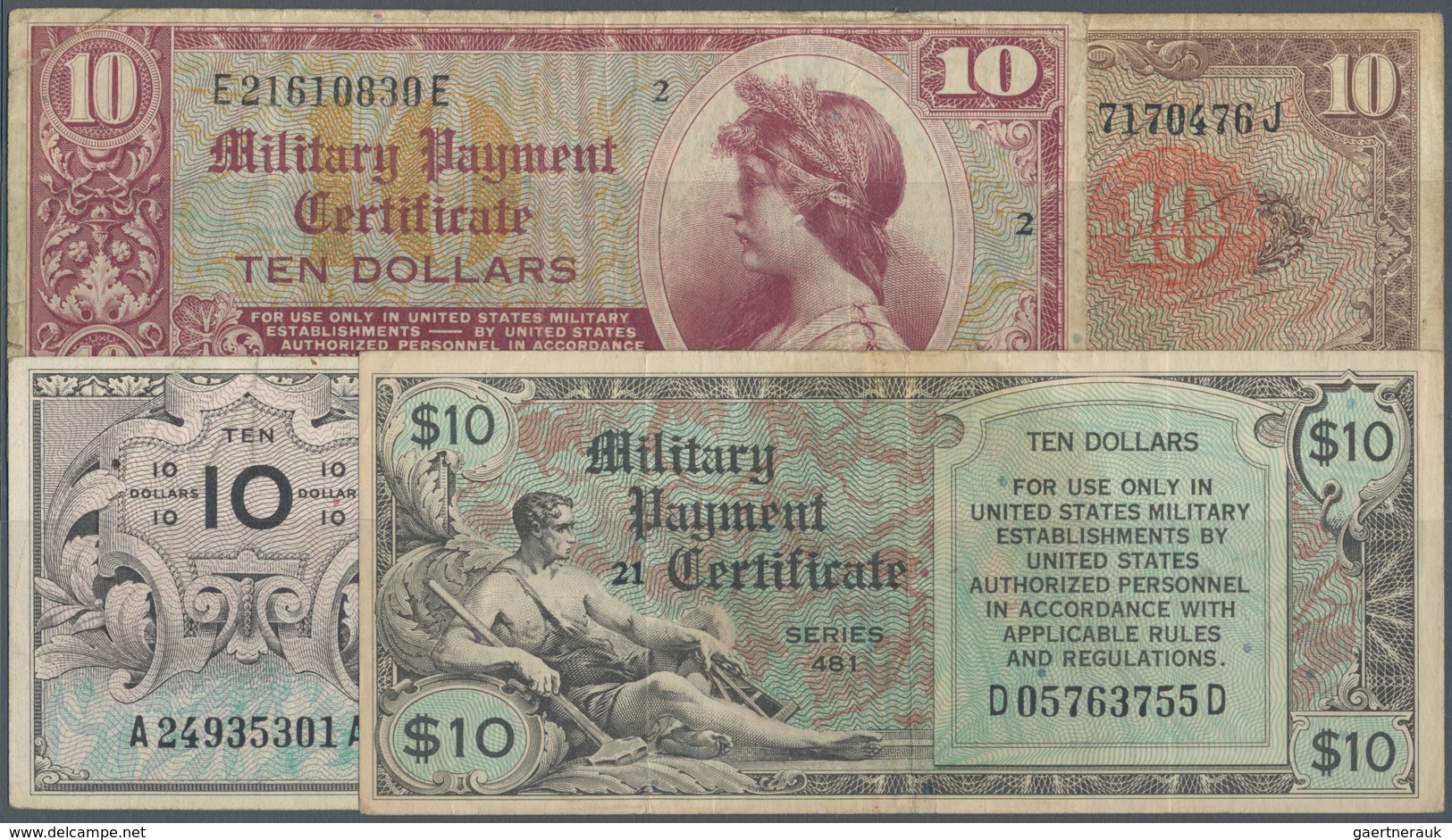 United States Of America: Set Of 4 Notes Containing 10 Dollars Series 461 P. M7 (F+ To VF-), 10 Doll - Otros & Sin Clasificación