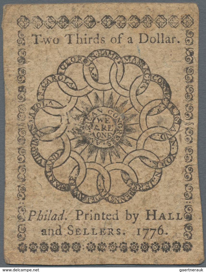 United States Of America: Continental Congress, Philadelphia PA, 2/3 Dollar 1776, P.S122, Fantastic - Otros & Sin Clasificación