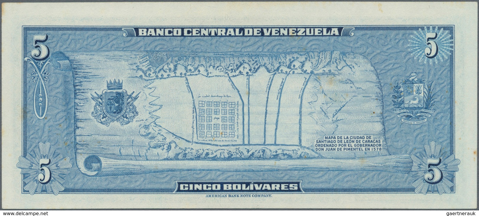 Venezuela: Banco Central De Venezuela 5 Bolivares 1966, P.49, Almost Perfect Condition With A Few Mi - Venezuela