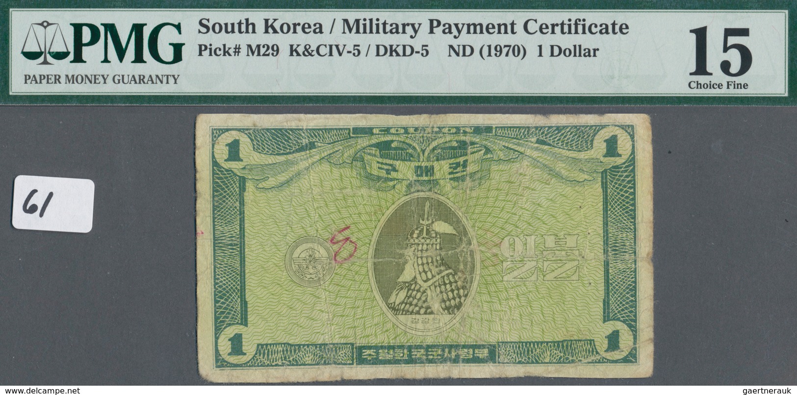 Vietnam: Lot With 7 Banknotes Including South Korea 1 Dollar MPC P.M29 (PMG 15), Thailand - Vietnam - Vietnam