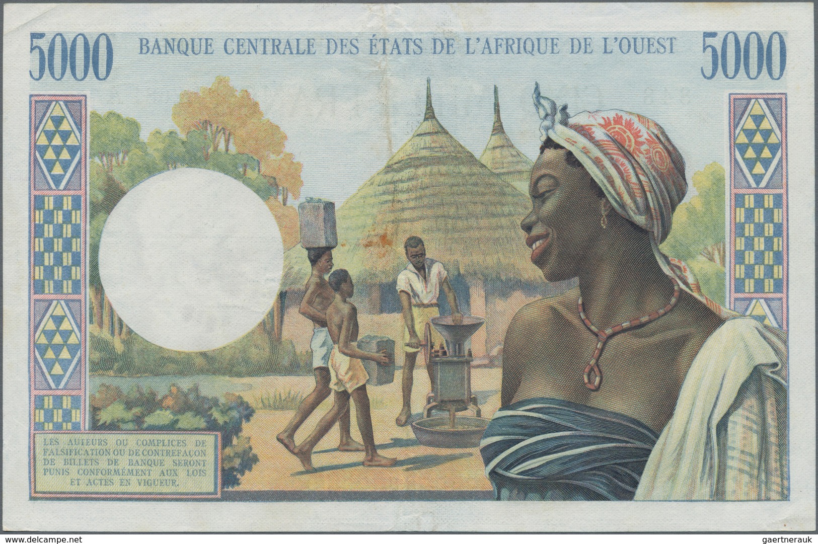 West African States / West-Afrikanische Staaten: 5000 Francs ND, Letter “A” = IVORY COAST, P.104Aj, - Estados De Africa Occidental