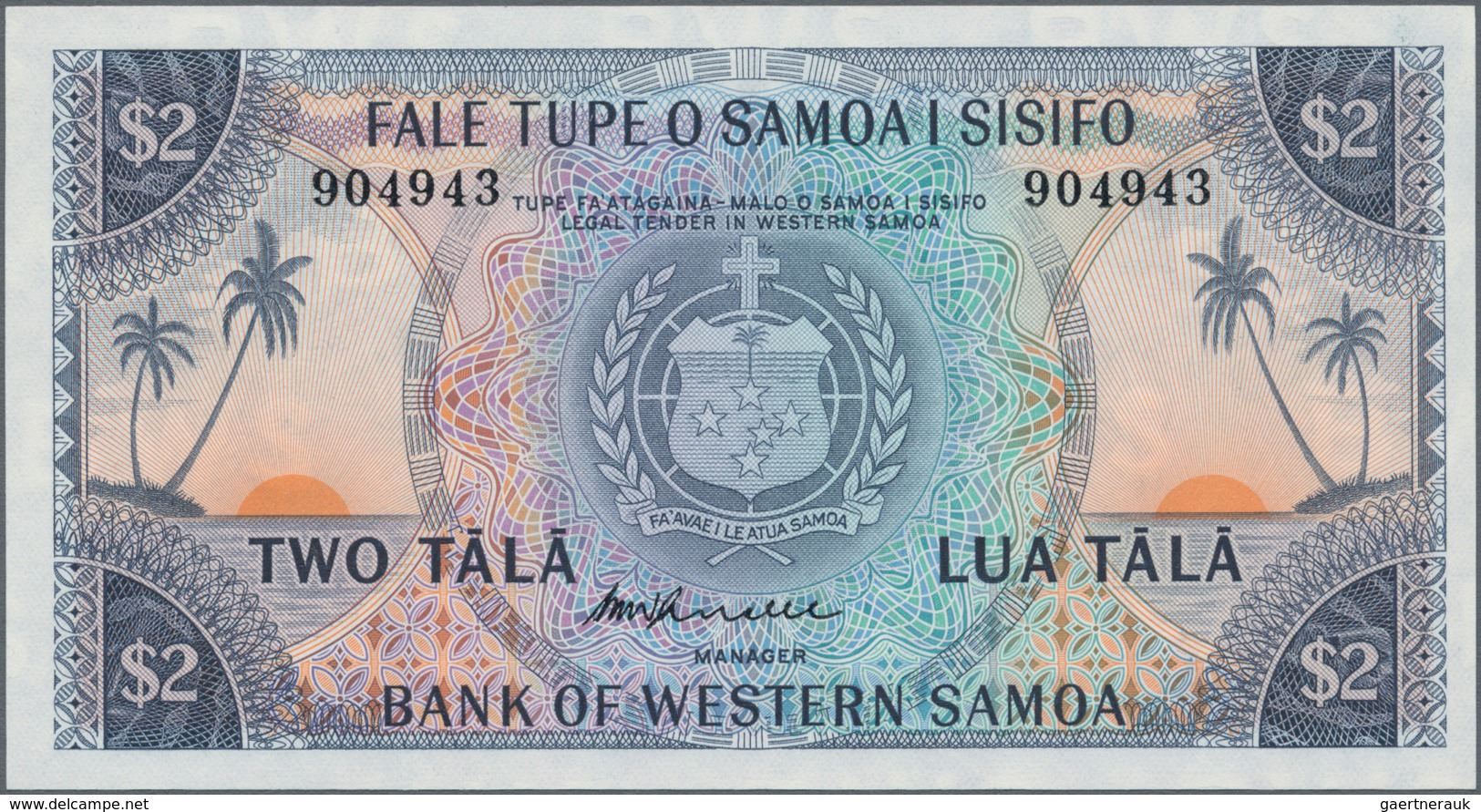 Western Samoa / West-Samoa: Bank Of Western Samoa 2 Tala ND(1967), P.17b In Perfect UNC Condition. - Samoa