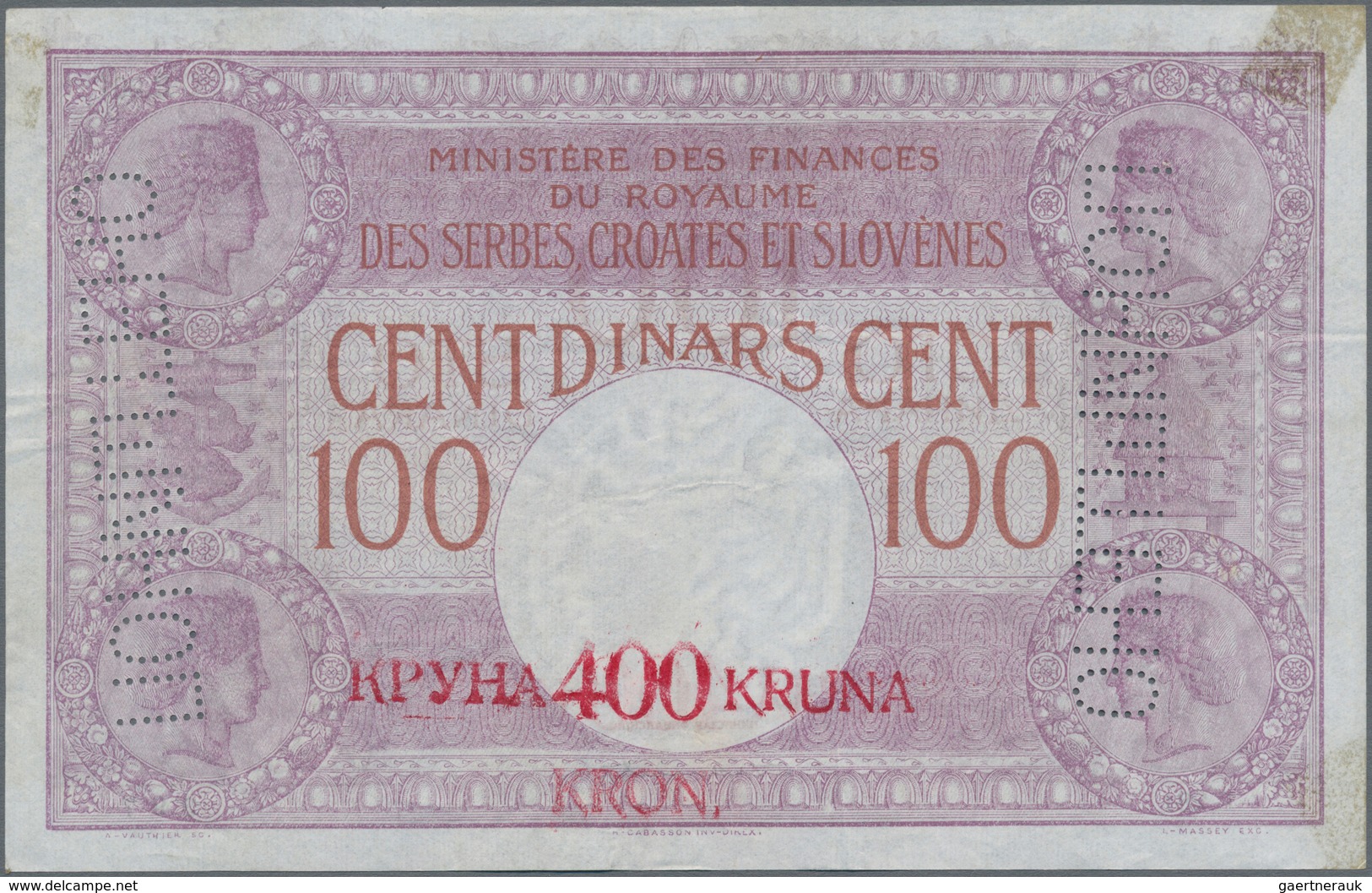 Yugoslavia / Jugoslavien: Kingdom Of Serbs, Croats And Slovenes 400 Kruna On 100 Dinara ND(1919), P. - Jugoslawien
