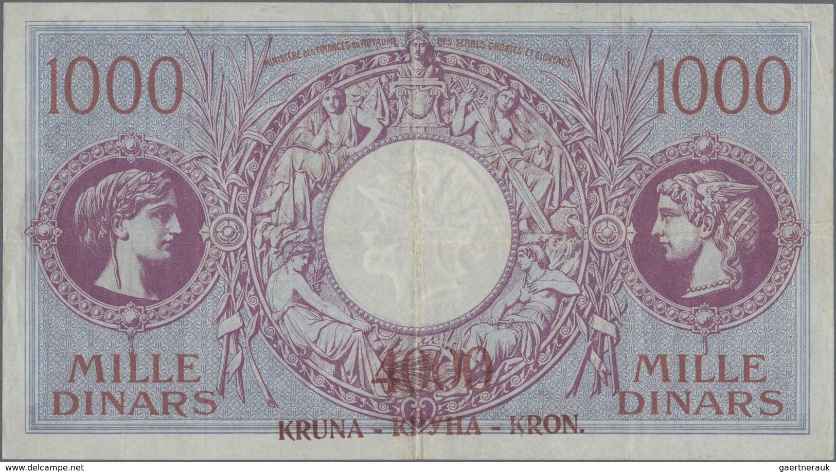 Yugoslavia / Jugoslavien: Kingdom Of Serbs, Croats And Slovenes 4000 Kruna On 1000 Dinara ND(1919), - Jugoslawien