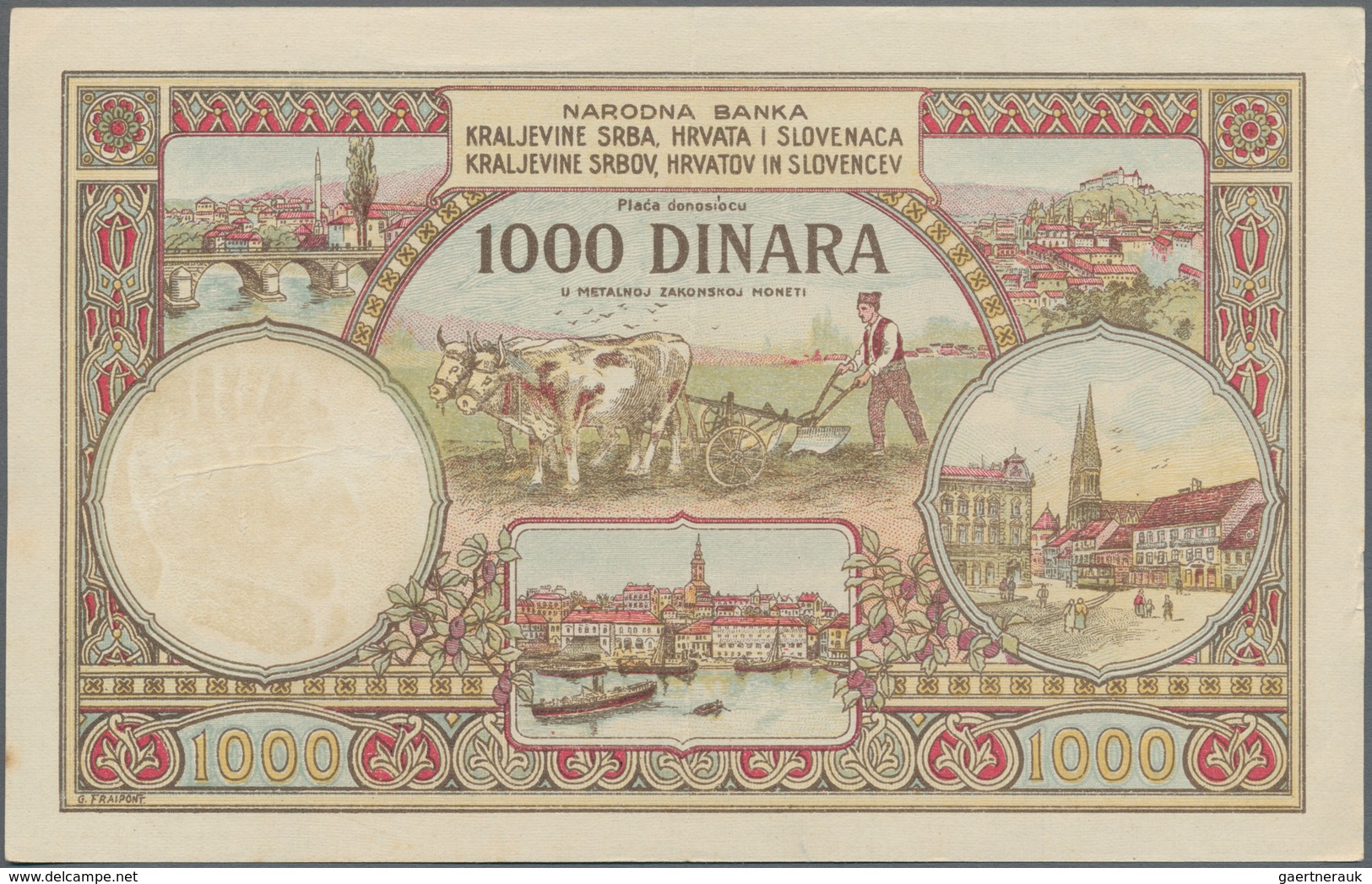 Yugoslavia / Jugoslavien: Kingdom Of Serbs, Croats And Slovenes 1000 Dinara 1920 Contemporary Forger - Yugoslavia