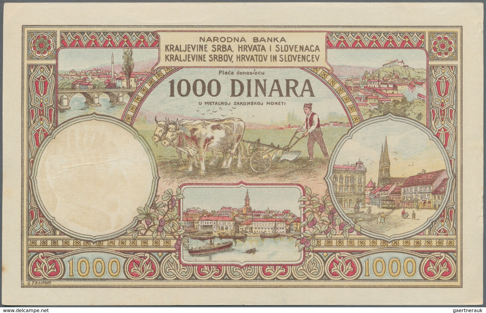 Yugoslavia / Jugoslavien: Kingdom Of Serbs, Croats And Slovenes 1000 Dinara 1920 Contemporary Forger - Joegoslavië