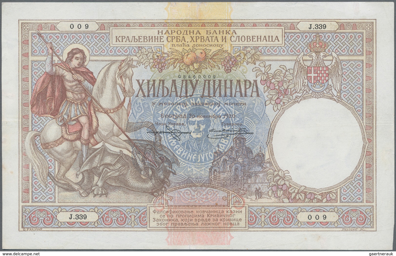 Yugoslavia / Jugoslavien: Kingdom Of Serbs, Croats And Slovenes 1000 Dinara 1920, P.24a, Still Nice - Joegoslavië