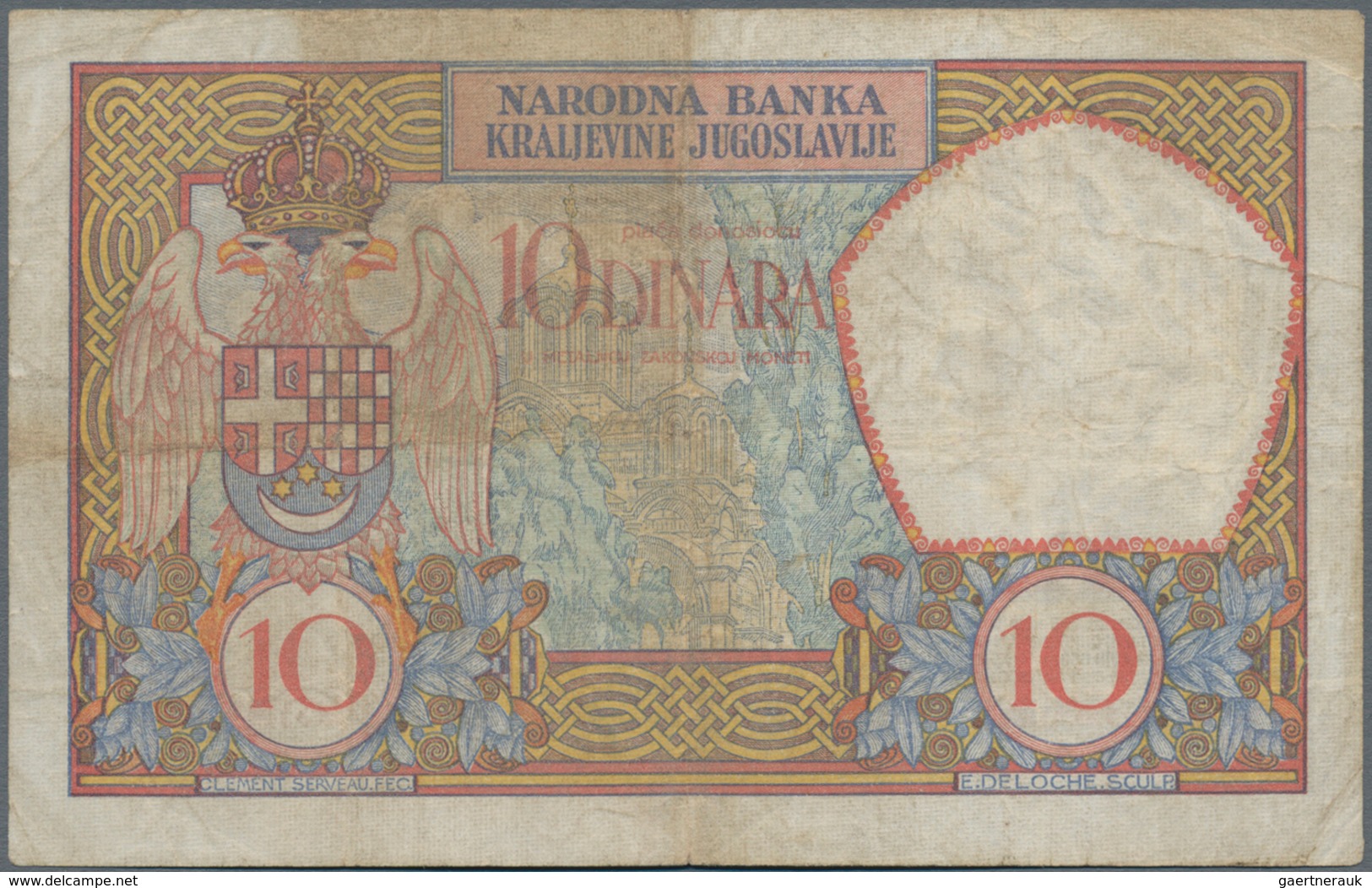 Yugoslavia / Jugoslavien: Kingdom Of Serbs, Croats And Slovenes 10 Dinara 1926 P.25 (F+) And Kingdom - Jugoslawien