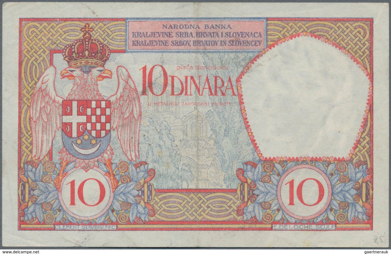 Yugoslavia / Jugoslavien: Kingdom Of Serbs, Croats And Slovenes 10 Dinara 1926 P.25 (F+) And Kingdom - Yugoslavia