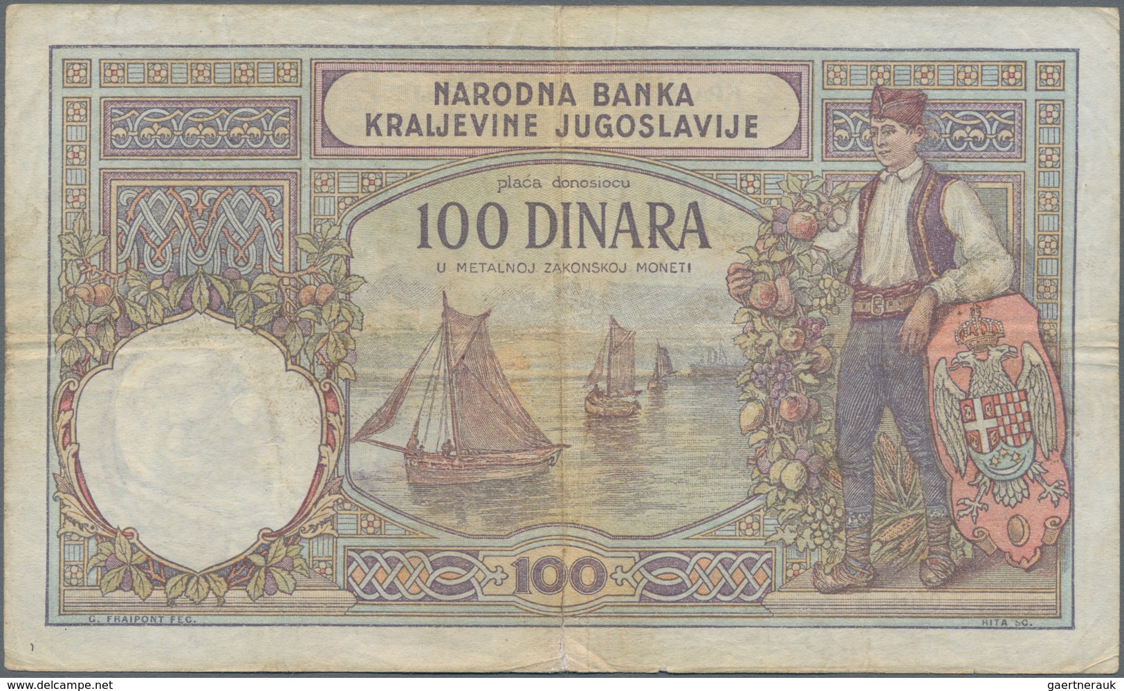 Yugoslavia / Jugoslavien: 100 Dinara 1929 P.27 With Additional Handstamp “Commissariat For Refugees” - Jugoslawien
