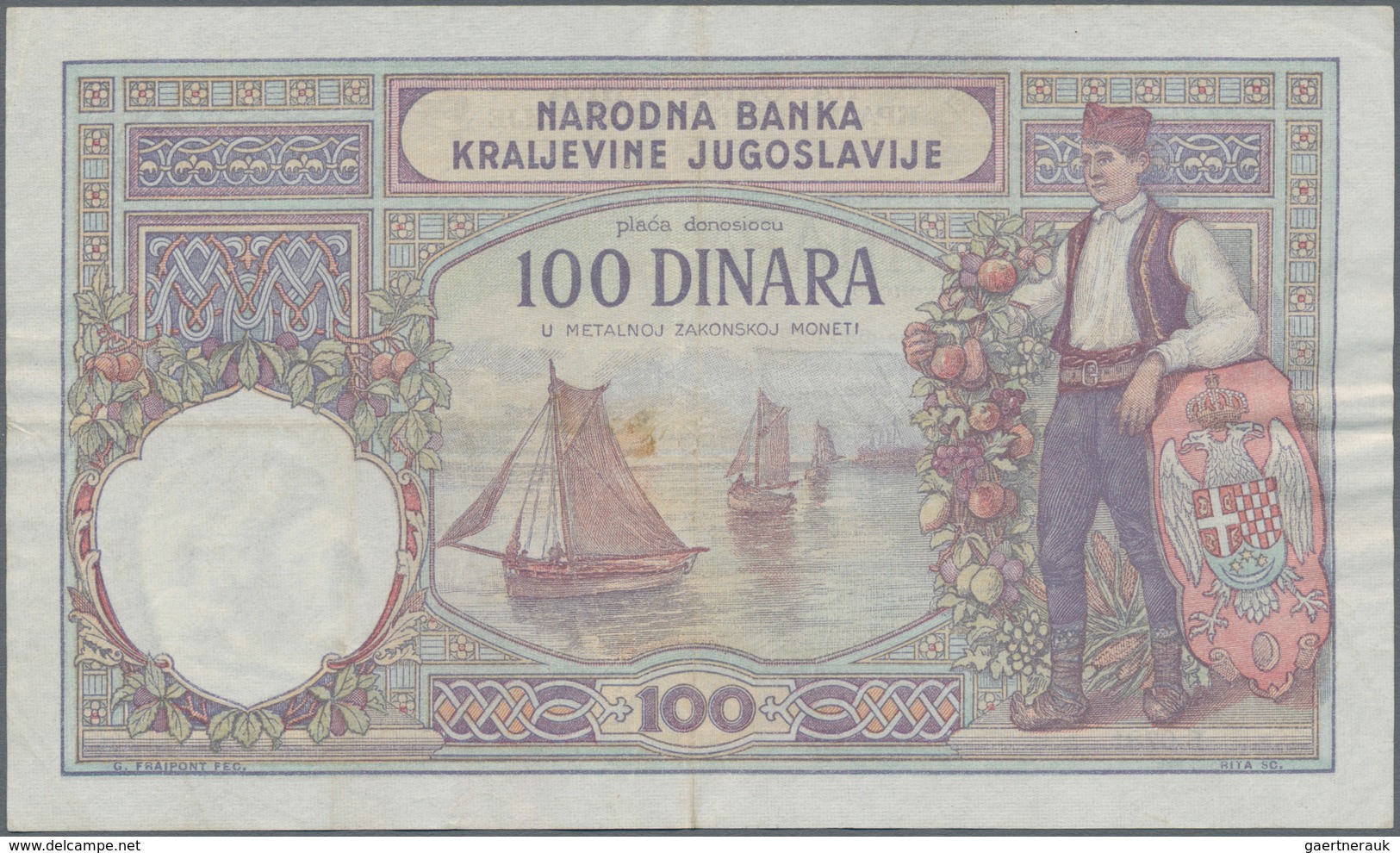 Yugoslavia / Jugoslavien: Kingdom of Yugoslavia set with 5 banknotes comprising 100 Dinara 1929 with