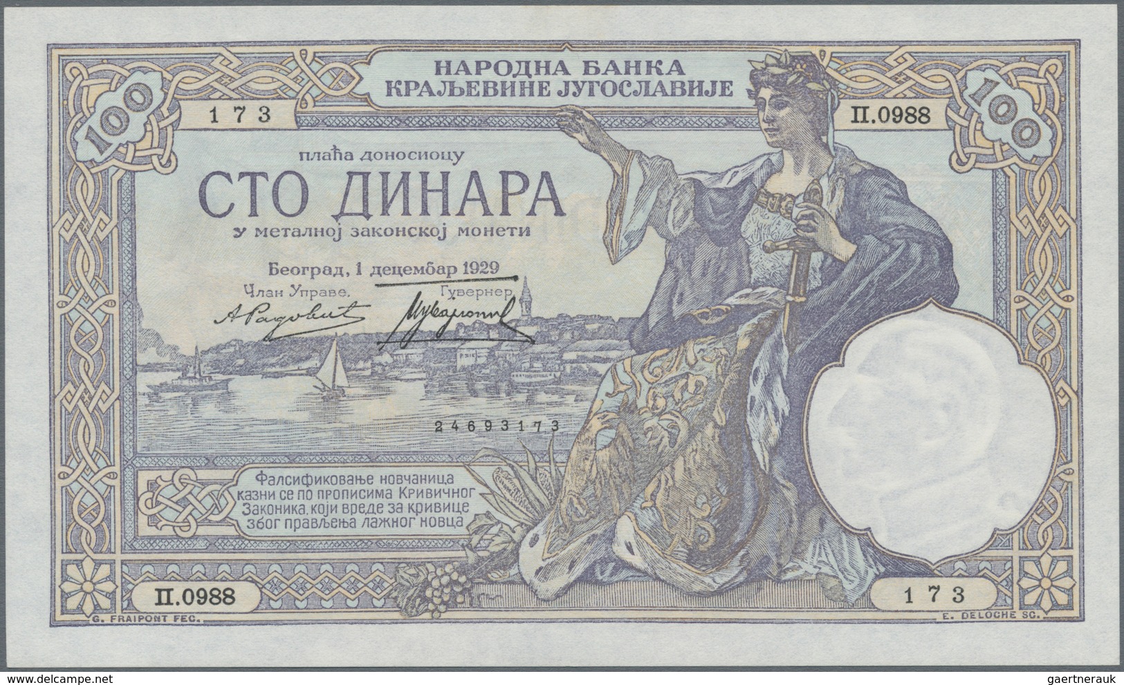 Yugoslavia / Jugoslavien: Kingdom of Yugoslavia set with 5 banknotes comprising 100 Dinara 1929 with