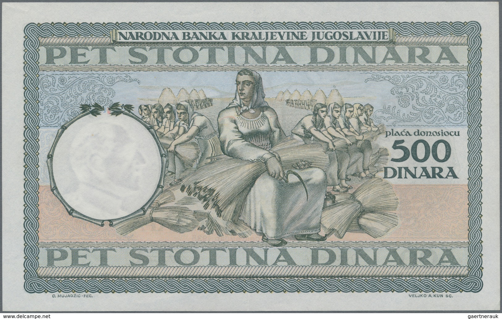 Yugoslavia / Jugoslavien: Kingdom of Yugoslavia set with 5 banknotes comprising 20, 100, 500 and 100