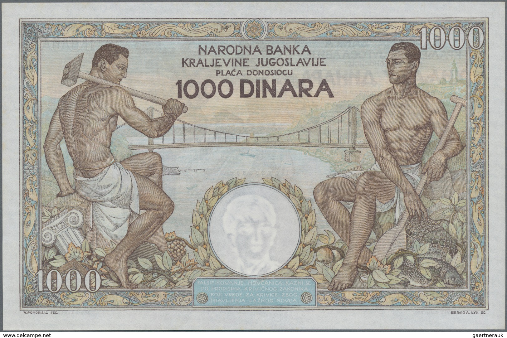 Yugoslavia / Jugoslavien: Kingdom Of Yugoslavia 1000 Dinara 1935, P.33, Highly Rare And Almost Perfe - Joegoslavië