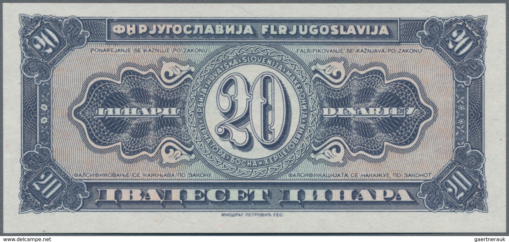 Yugoslavia / Jugoslavien: 20 Dinara 1951 Unissued Series, P.67J In Perfect UNC Condition. - Yugoslavia