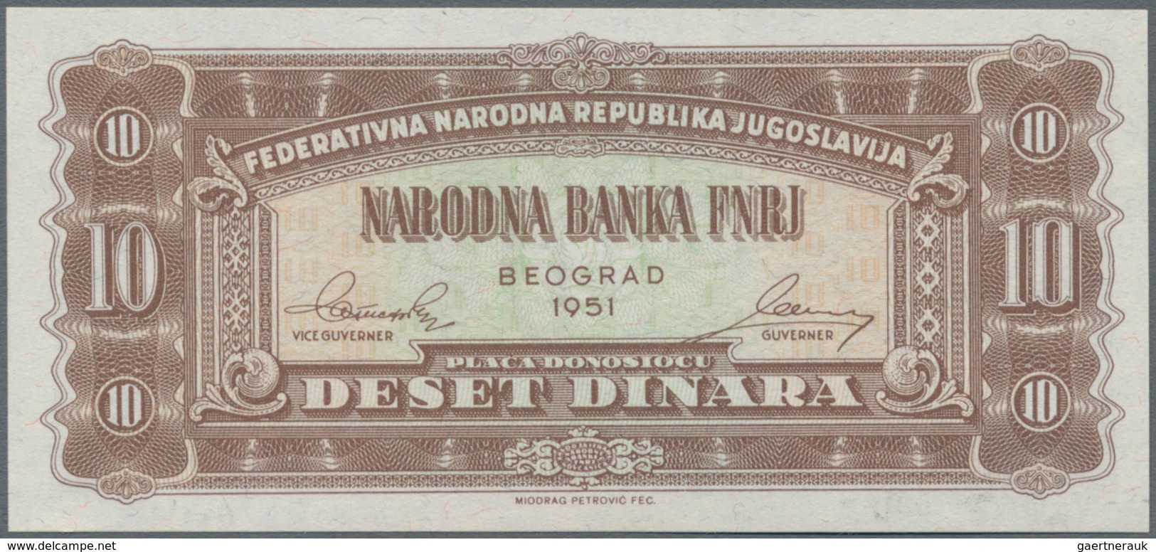 Yugoslavia / Jugoslavien: 10 Dinara 1951 Unissued Series, P.67I In Perfect UNC Condition. - Jugoslawien
