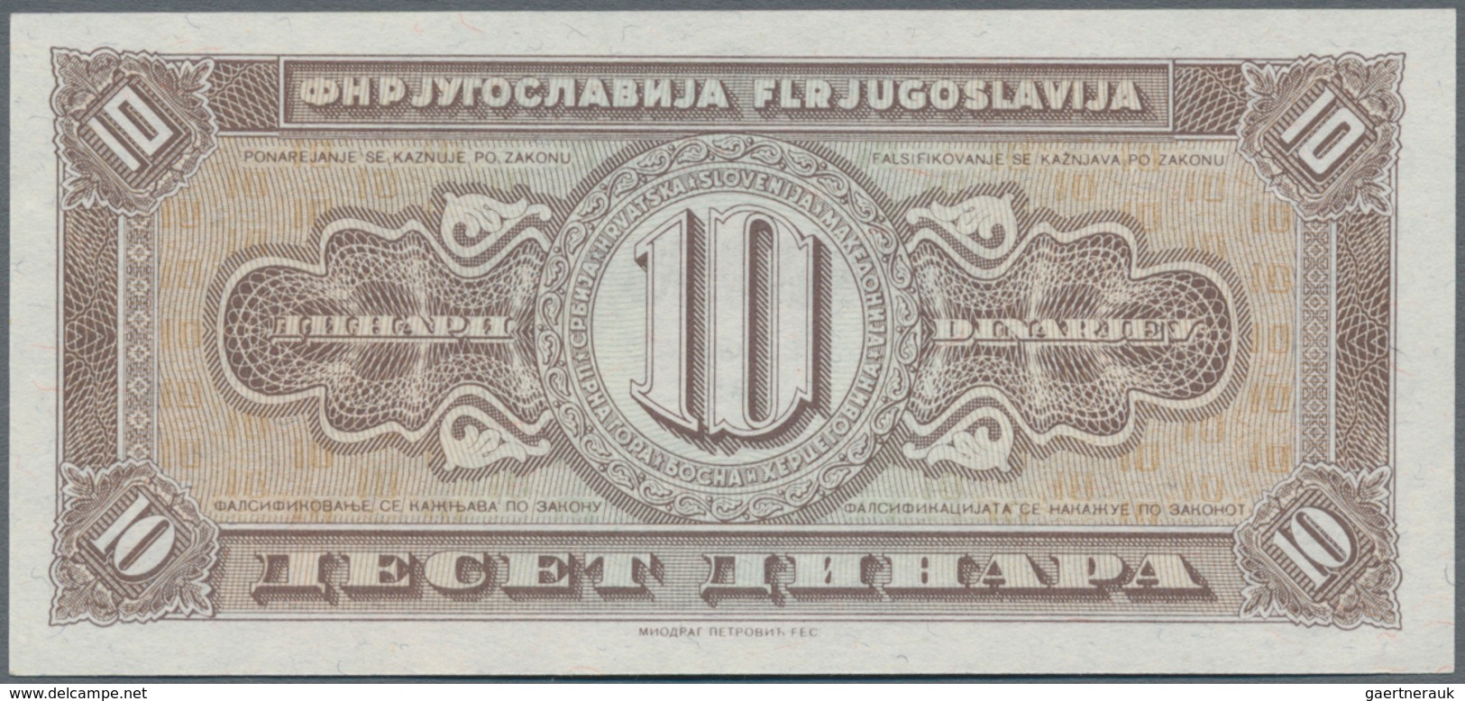 Yugoslavia / Jugoslavien: 10 Dinara 1951 Unissued Series, P.67I In Perfect UNC Condition. - Yugoslavia