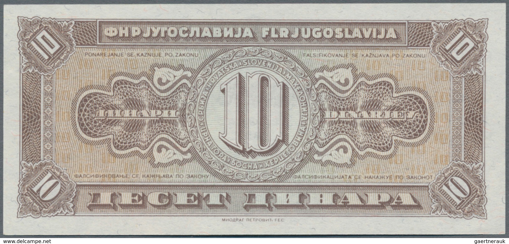 Yugoslavia / Jugoslavien: 10 Dinara 1951 Unissued Series, P.67I In Perfect UNC Condition. - Joegoslavië