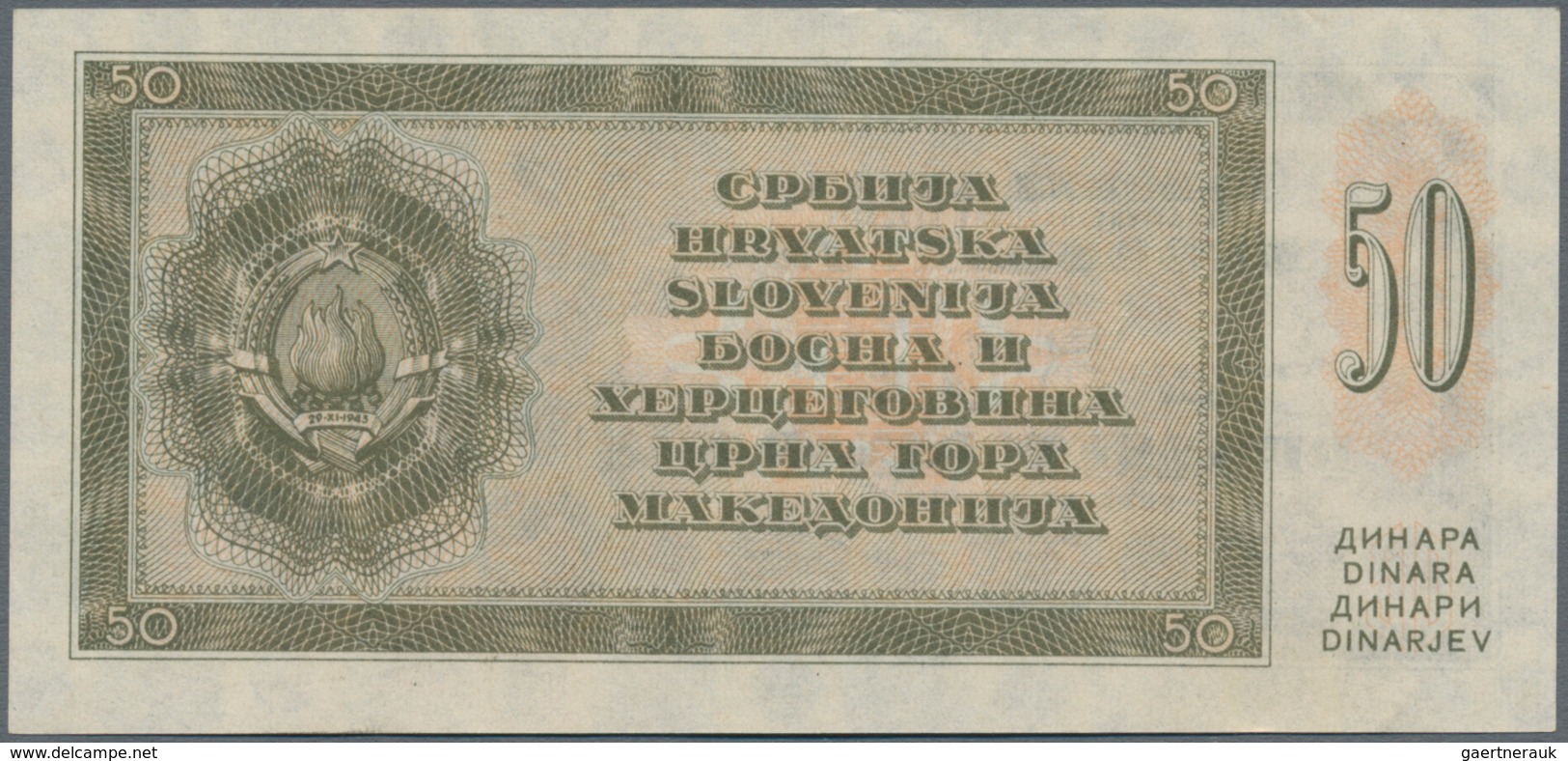 Yugoslavia / Jugoslavien: 50 Dinara 1950 Unissued Series, P.67U, Tiny Bend At Upper Left, Otherwise - Joegoslavië