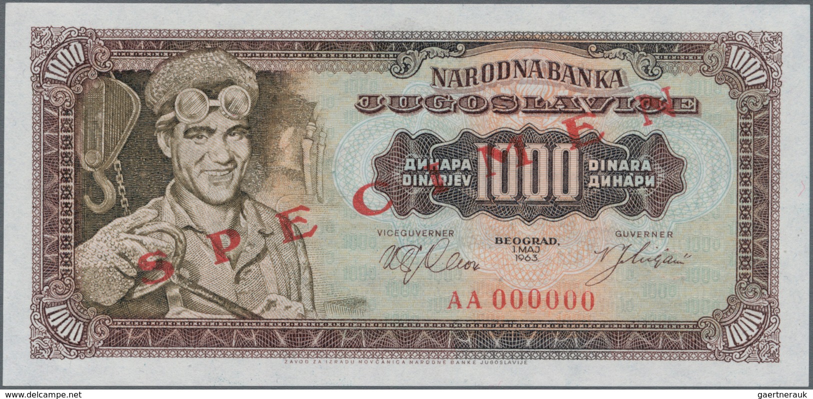 Yugoslavia / Jugoslavien: Complete Specimen Set Of The 1963 Series With 100, 500, 1000 And 5000 Dina - Joegoslavië