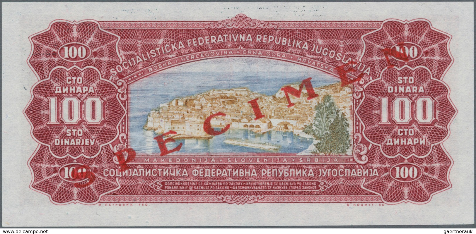 Yugoslavia / Jugoslavien: Complete Specimen set of the 1963 series with 100, 500, 1000 and 5000 Dina
