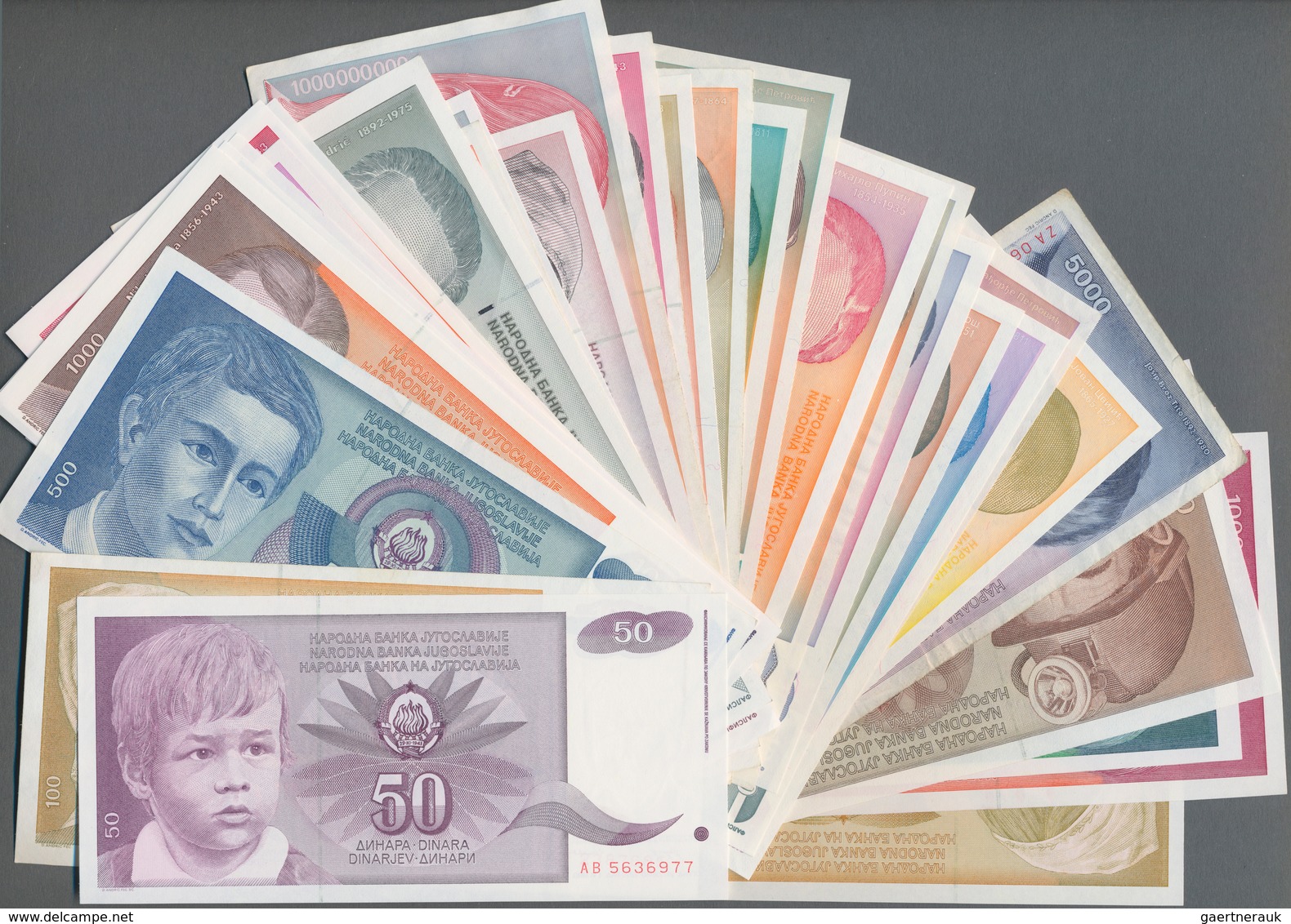 Yugoslavia / Jugoslavien: Huge Lot With 48 Banknotes Of The Inflation Period 1985-1994 From 10 Dinar - Joegoslavië